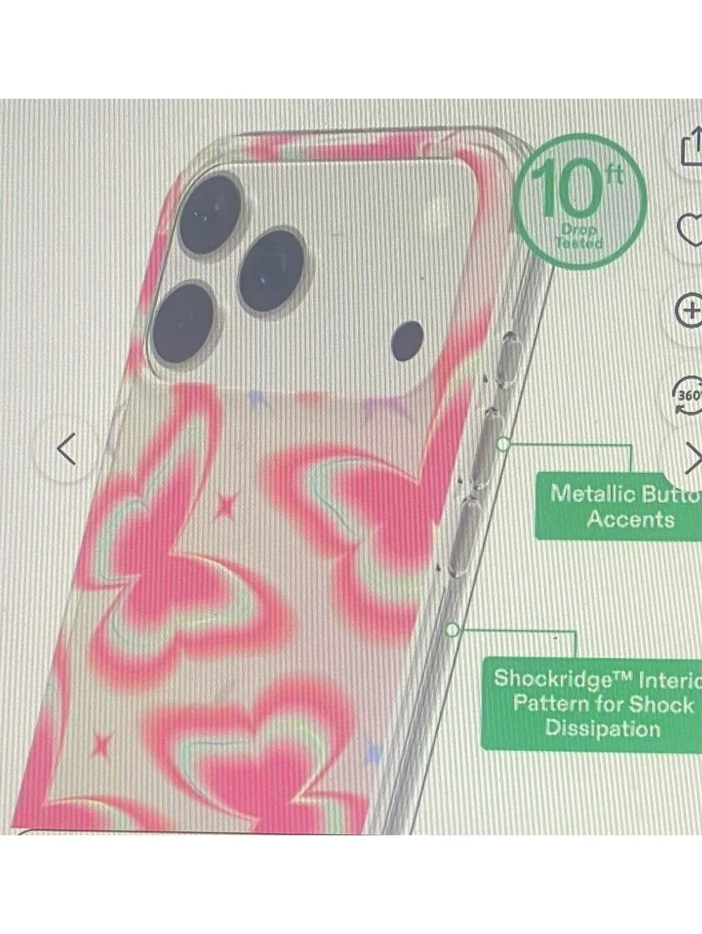 Onn Case for iPhone 17 Pro Max Retro Butterfly